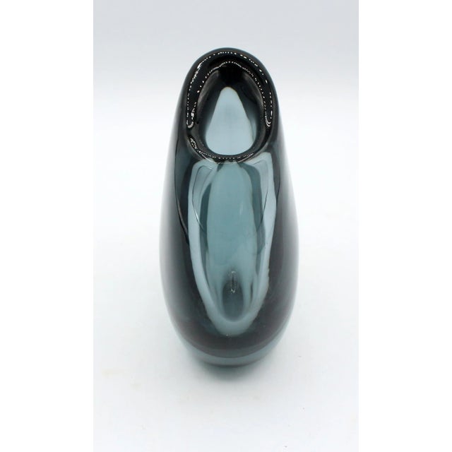 Vicke Lindstrand C. 1960s Kosta Sea Blue Vase by Vicke Lindstrand For Sale - Image 4 of 5
