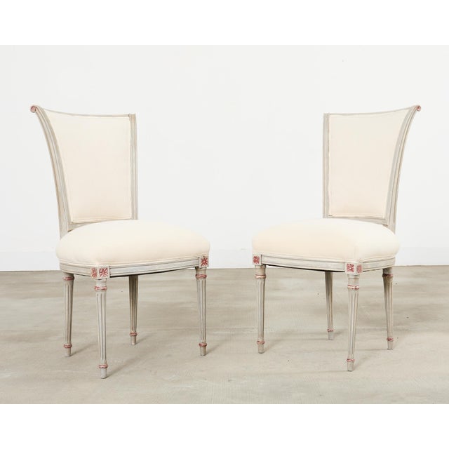 Set of Twelve Louis XVI Gustavian Style Painted Dining Chairs For Sale - Image 4 of 18