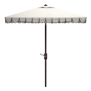 Elegant Valance 7.5 Ft Square Umbrella, Ivory With Black Trim For Sale