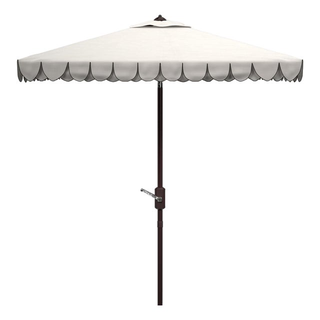 Elegant Valance 7.5 Ft Square Umbrella, Ivory With Black Trim For Sale