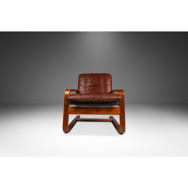 1980s Set of Two (2) Scandinavian Modern Bentwood Lounge Chairs in the Manner of Ingmar Relling, Scandinavia, C. 1980s For Sale - Image 5 of 18