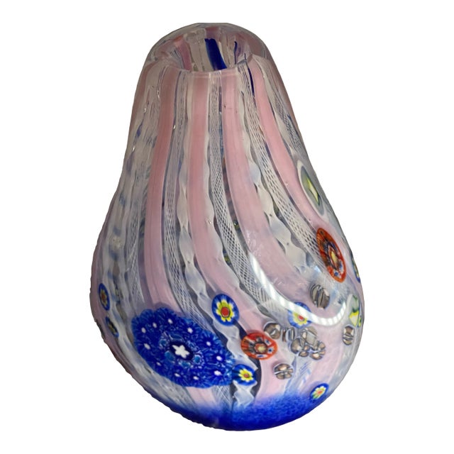 1960s Murano Millefiori Anzolo Fuga Attributed Elegant Stylish Svelt Art Glass Vase For Sale