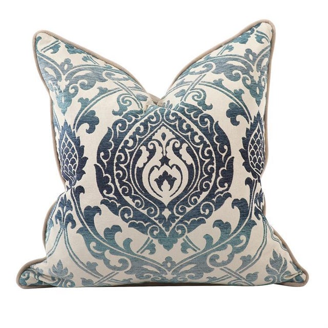 Kenneth Ludwig Chicago Blue Damask Pillow Chairish