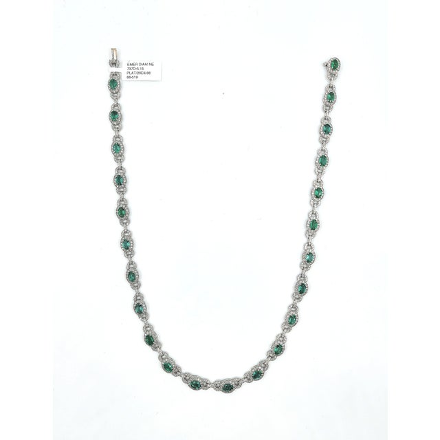 Green 13.81 Ct Natural Emerald & Diamond Necklace For Sale - Image 8 of 8
