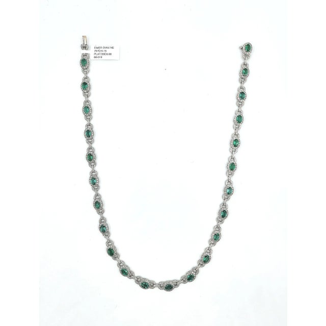 Green 8.66 Ct Natural Emerald & Diamond Necklace For Sale - Image 8 of 8