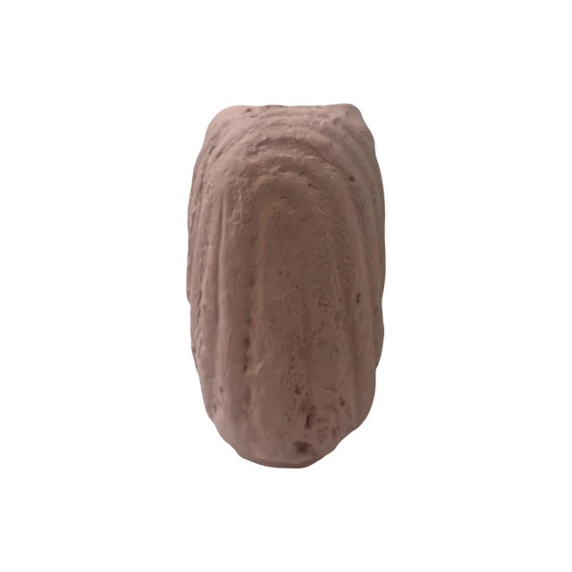 Sculpture Materials Vintage Postmodern 1980s Pink Ribbed Ceramic Plaster Vase Art Deco For Sale - Image 7 of 8