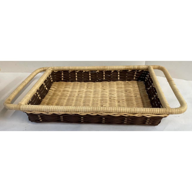 Mid-Century Modern Vintage Two-Tone Wicker Baskets - Set of 2 For Sale - Image 3 of 12