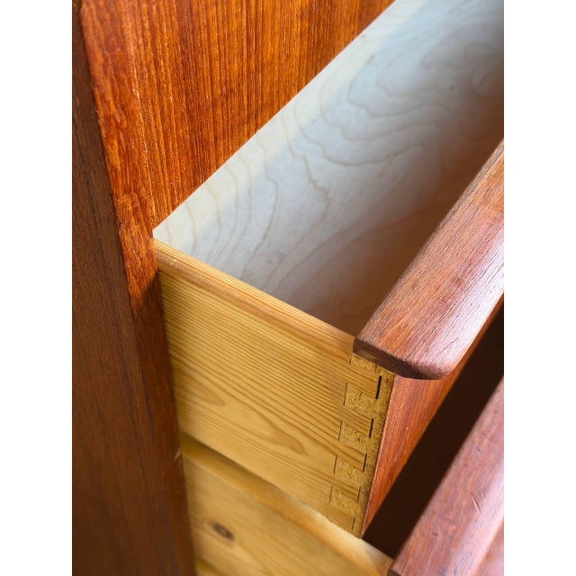 Teak 6-Drawer Tallboy Dresser Danish Mid-Century Modern 1960s For Sale In Los Angeles - Image 6 of 12