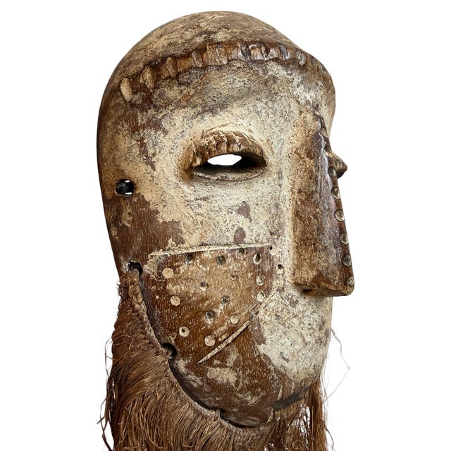 Old Antique Lega Mask on Stand For Sale In Los Angeles - Image 6 of 6