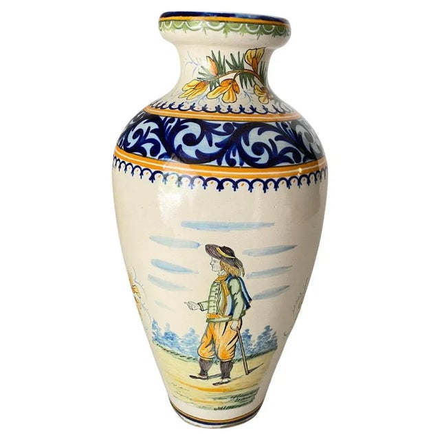 19th Century French Hand-Painted Faience Vase by Henriot Quimper For Sale - Image 9 of 9