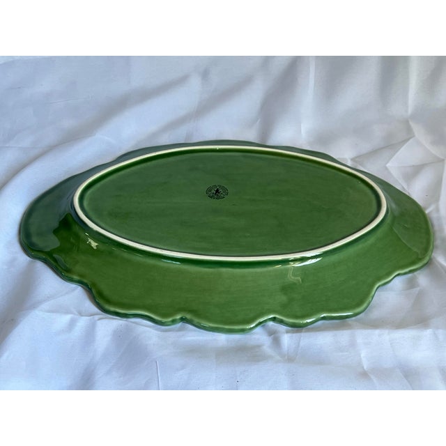 Vintage Bordallo Pinheiro Oval Green Cabbage Serving Platter For Sale In Washington DC - Image 6 of 7