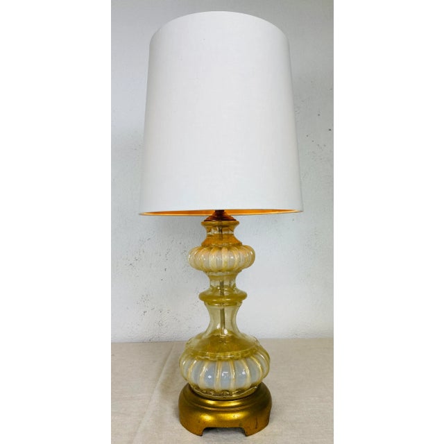 Mid Century Italian Marano 24 Karat Gold Fleck Lamp Over Opalescent White Cased Glass by Barovier & Toso For Sale - Image 12 of 13