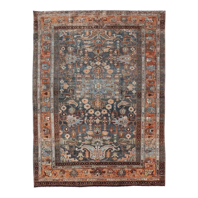 Antique Persian Malayer Rug With All-Over Sub-Geometric Floral Design 4'4"x6'2" For Sale