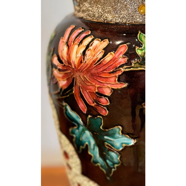 Metal Edouard Gilles French Ceramic Vases, Pair, Circa 1880 For Sale - Image 7 of 13