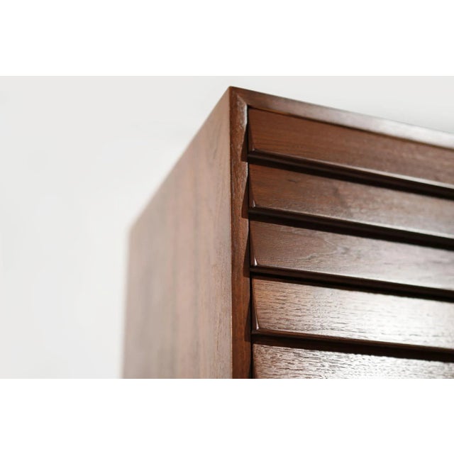 Mid Century Modern Walnut Dresser With Brass Accents, C. 1950s For Sale - Image 10 of 12