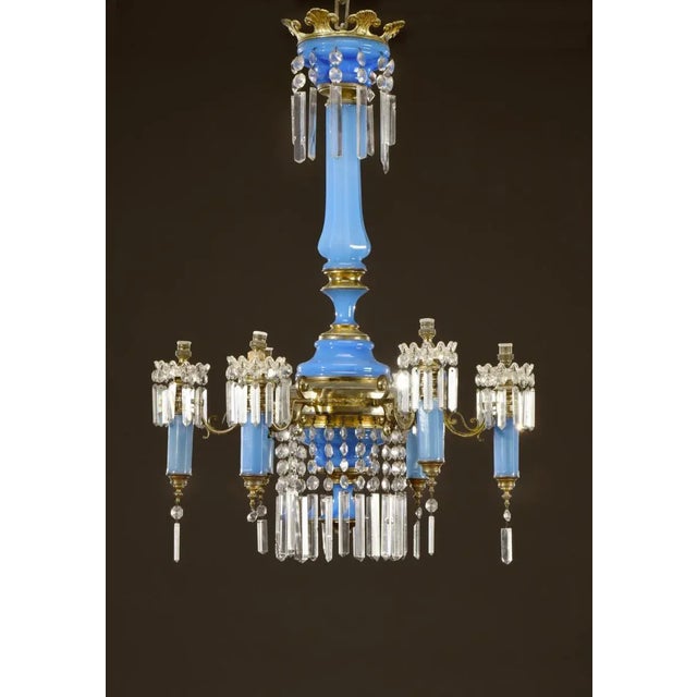 Antique Napoleon III Blue Opaline Chandelier For Sale - Image 3 of 3