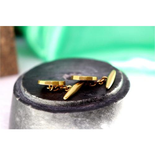 Gold Cufflinks in Button Shape with Blue Accents, Set of 2 For Sale - Image 3 of 6