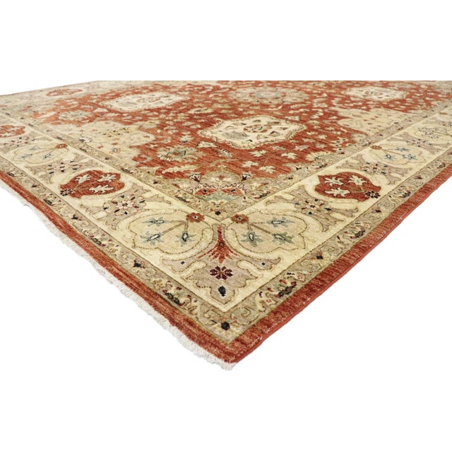Vintage Pakistani Rug with Traditional Style 08'11 x 12'00. With its timeless design and warm earth-tone colors, this...
