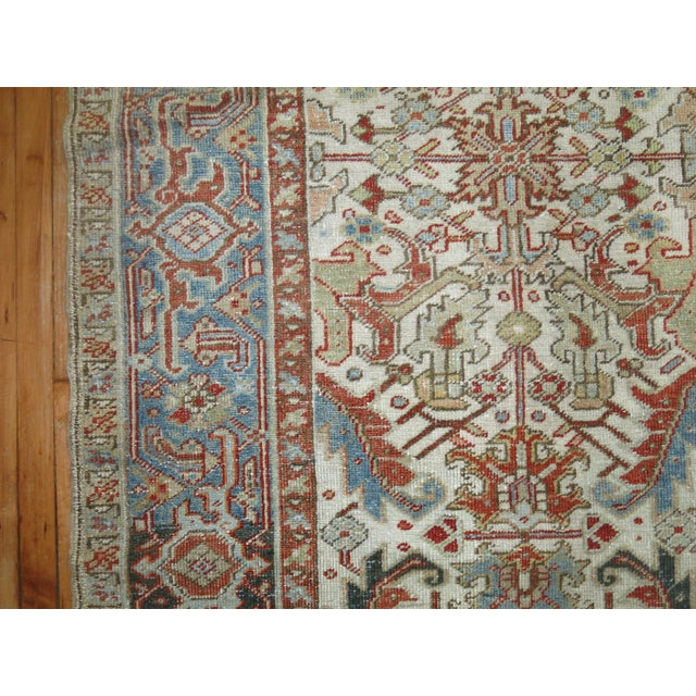 Textile Early 20th Century White Persian Heriz Rug - 9' x 10'9" For Sale - Image 7 of 9
