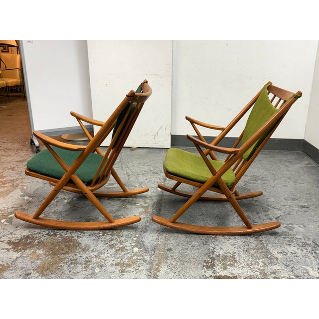 Bramin Møbler Frank Reenskaug for Bramin Mobler Rocking Chairs, Circa 1960's, Pair For Sale - Image 4 of 12