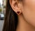 Metal Geometric Heart Garnet Stud Earrings, Silver, Gold, Pair For Sale - Image 7 of 8