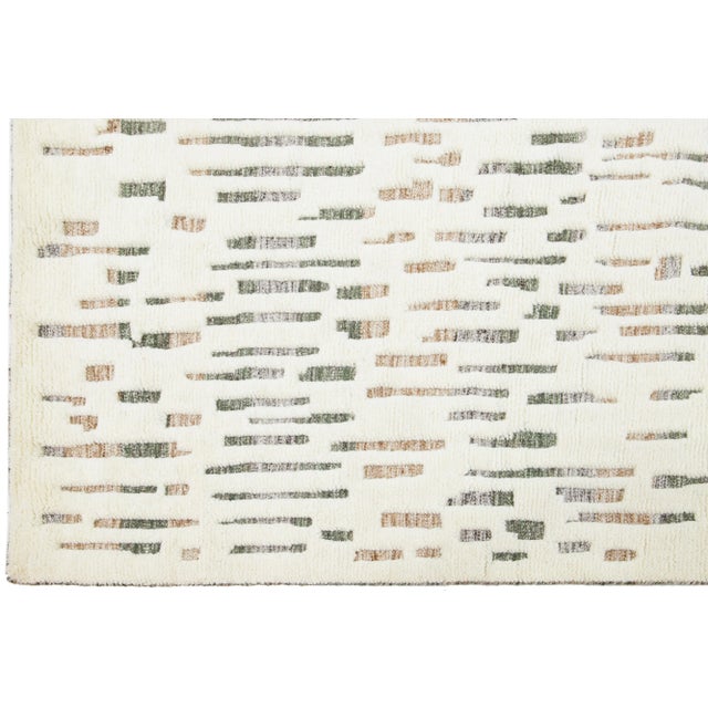Moroccan Apadana's Modern Handmade Wool Rug Moroccan-Style in Ivory With Abstract Motif For Sale - Image 3 of 9