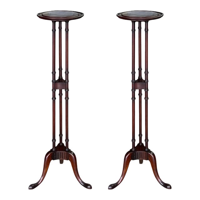 1940s Regency Style Mahogany Plant Stands - a Pair For Sale