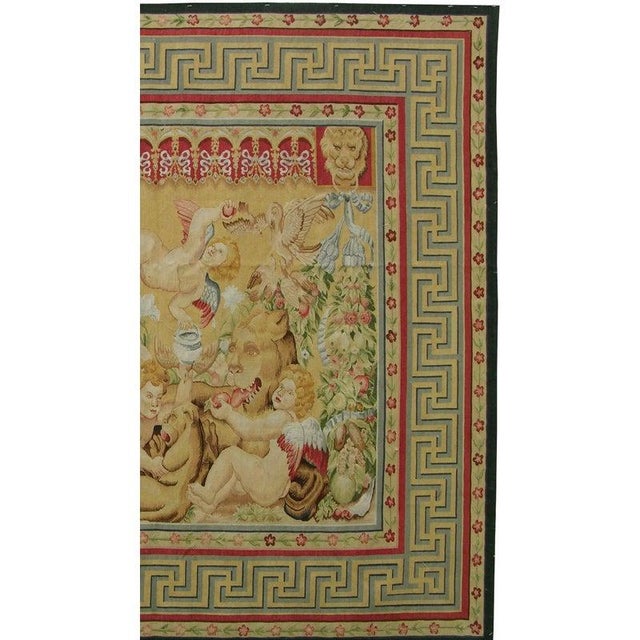 Tan Vintage English Flying Angels Design Tapestry For Sale - Image 8 of 9