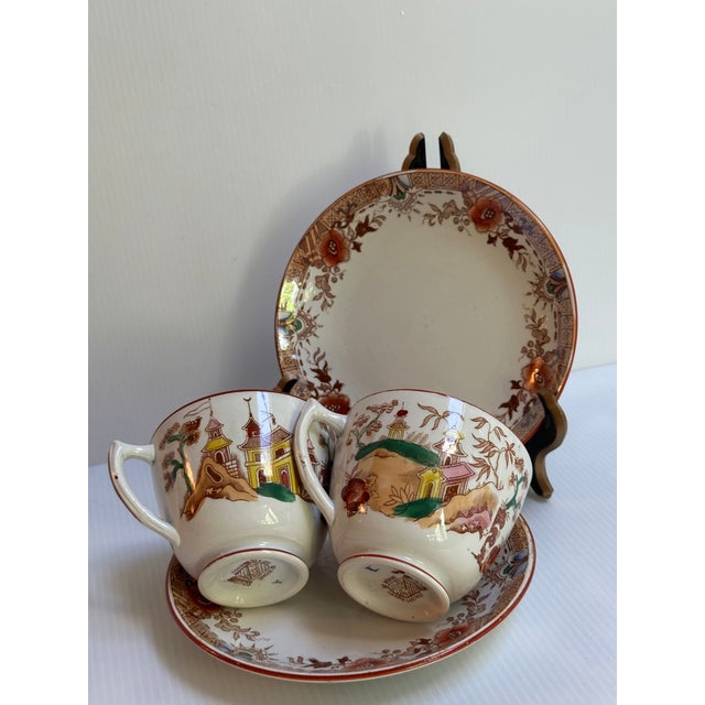 Antique 1880s Sarreguemine Kyoto France Tea Cup and Saucer Set for Two(2) For Sale - Image 11 of 18