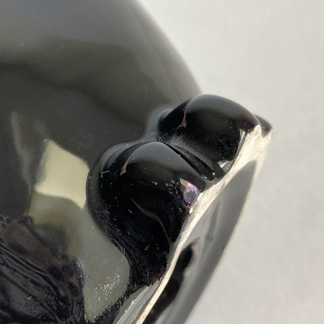 Mid Century Modern 1960s Black Ceramic Owl Statue For Sale - Image 6 of 8