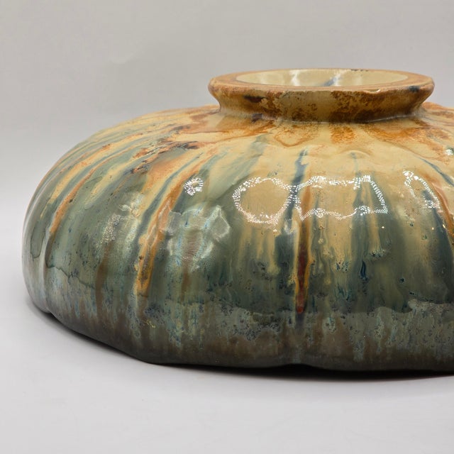 1920s Vintage/Antique Fulper Footed Bowl With Fluted Sides For Sale - Image 5 of 7