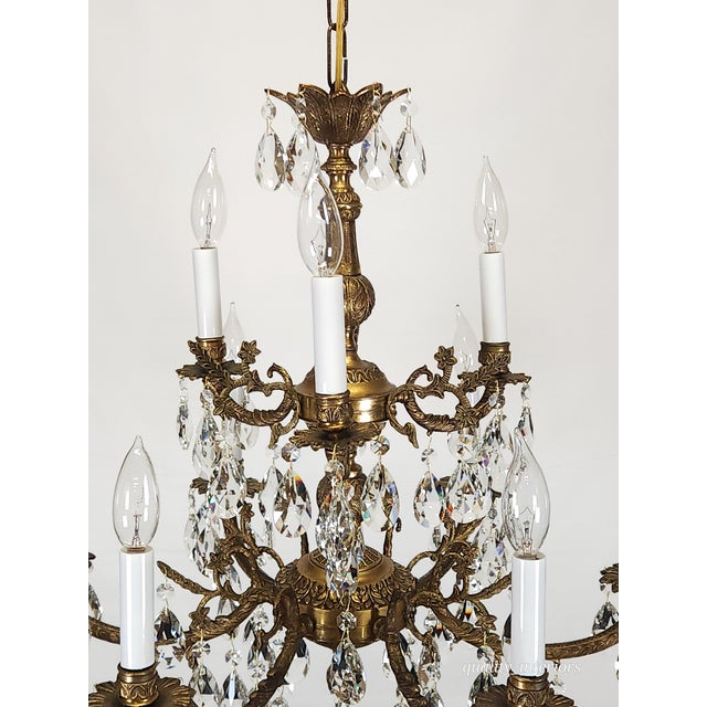 Antique Epic Glowing Glistening 9 Arm 9 Light Cut Lead Glass Crystal Chandelier For Sale - Image 18 of 18