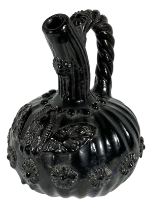 Antique Lady of Guadalupe Holy Water Pottery Jug