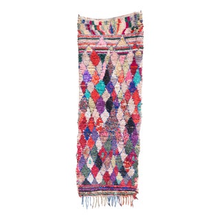 Geometric Moroccan Boucherouite Rug - 2'8" x 7'4" For Sale