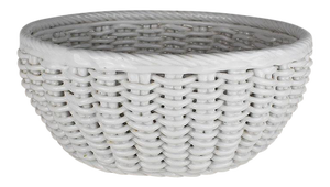 White Woven Ceramic Decorative Round Bowl - Italy