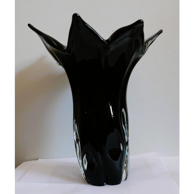 Vintage Black Murano Glass Handkerchief Vase, 1970s For Sale - Image 12 of 13