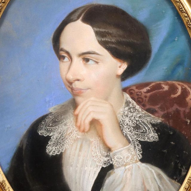 Unknown, Female Portrait, Crayons on Cardboard, Framed For Sale - Image 3 of 12