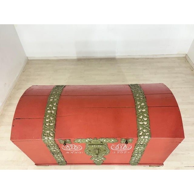 Red Antique Chest in Pine, 1800 For Sale - Image 8 of 10