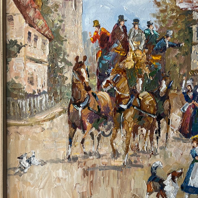 Paint Early 20th Century European School City Scene Impressionist Style Impasto Signed Framed For Sale - Image 7 of 11