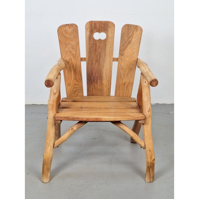 1980s Brutalist Chair Wood Armchair, France, 1980s For Sale - Image 5 of 9