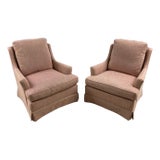 Late 20th Century Hollywood Regency Low Profile Club Chairs in Pink Hatian Cotton by Stanton Cooper Ltd. - Set of 2 For Sale