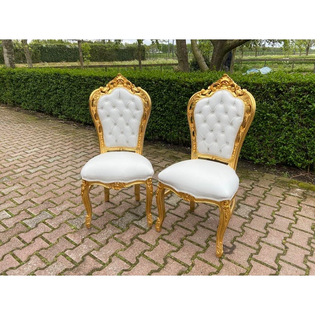 1970s Italian Baroque Gold Marble Leather Dining Set 5Pc For Sale - Image 14 of 18