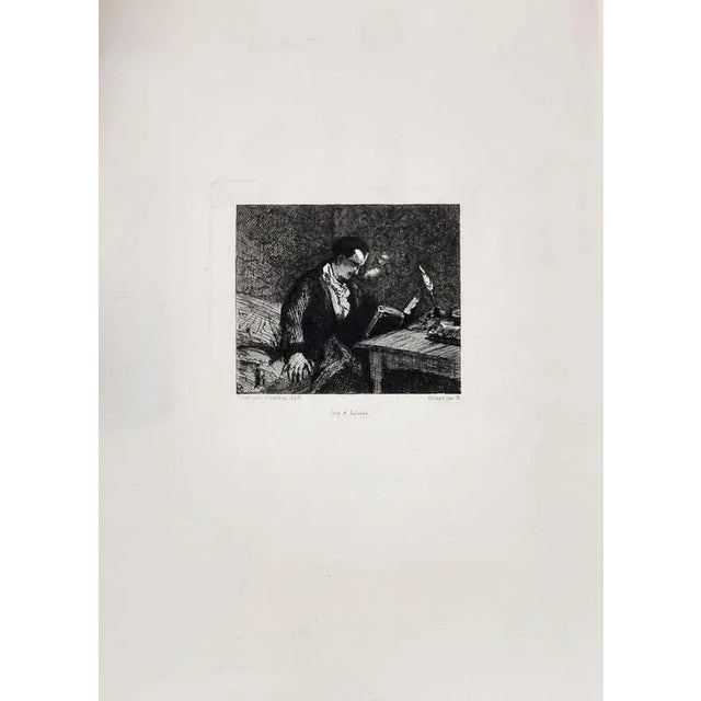 Felix Bracquemond (after Courbet) Baudelaire reading, circa 1935 Engraving after the 1848 painting by Gustave Courbet...