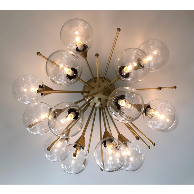 Metal 21st Century Mezzo Satin Brass Clear Murano Flush Mount by Fabio LTD For Sale - Image 7 of 7