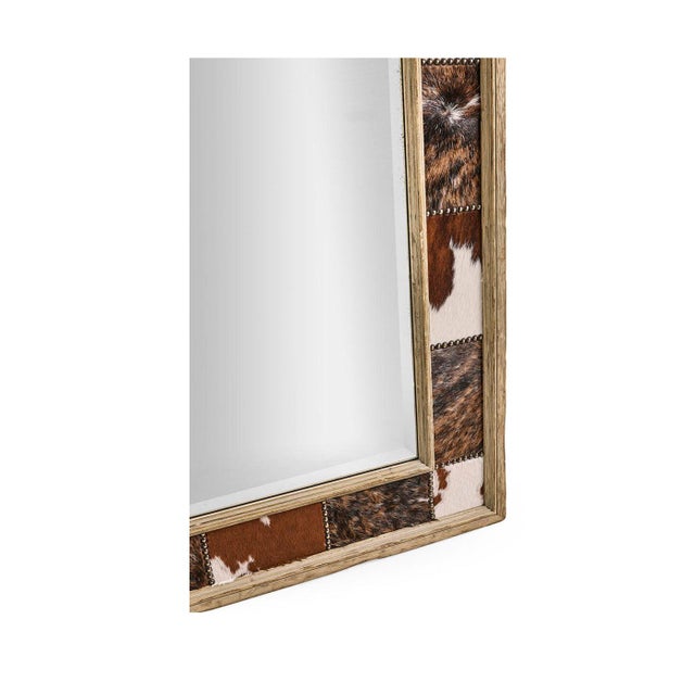 Rustic Rustic Western Cowhide Inlay Wall Mirror For Sale - Image 3 of 8