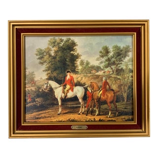 Mid 20th Century Ralph Lauren Hunt Print After H. Vernet in Gold Frame With Velvet Liner For Sale