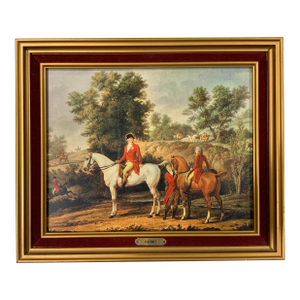 Mid 20th Century Ralph Lauren Hunt Print After H. Vernet in Gold Frame With Velvet Liner