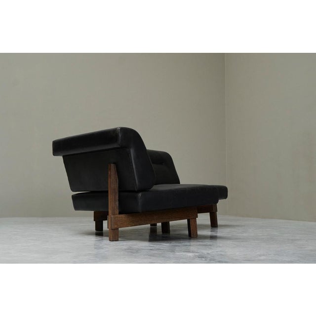 Animal Skin Vintage Boomerang Sofa in Wengé and Black Leather by Martin Visser, 1970 For Sale - Image 7 of 16