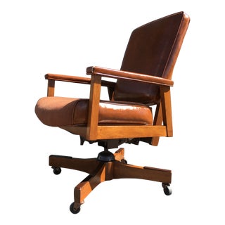 Gunlocke Style Mid-Century Modern Walnut Executive Office Chair For Sale