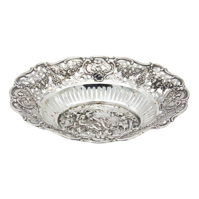 Fruit Bowl Centerpiece in Cut-Out Silver For Sale